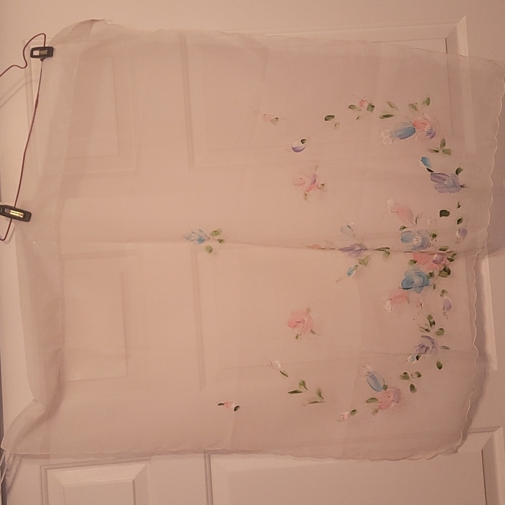Pair of painted vintage curtains.